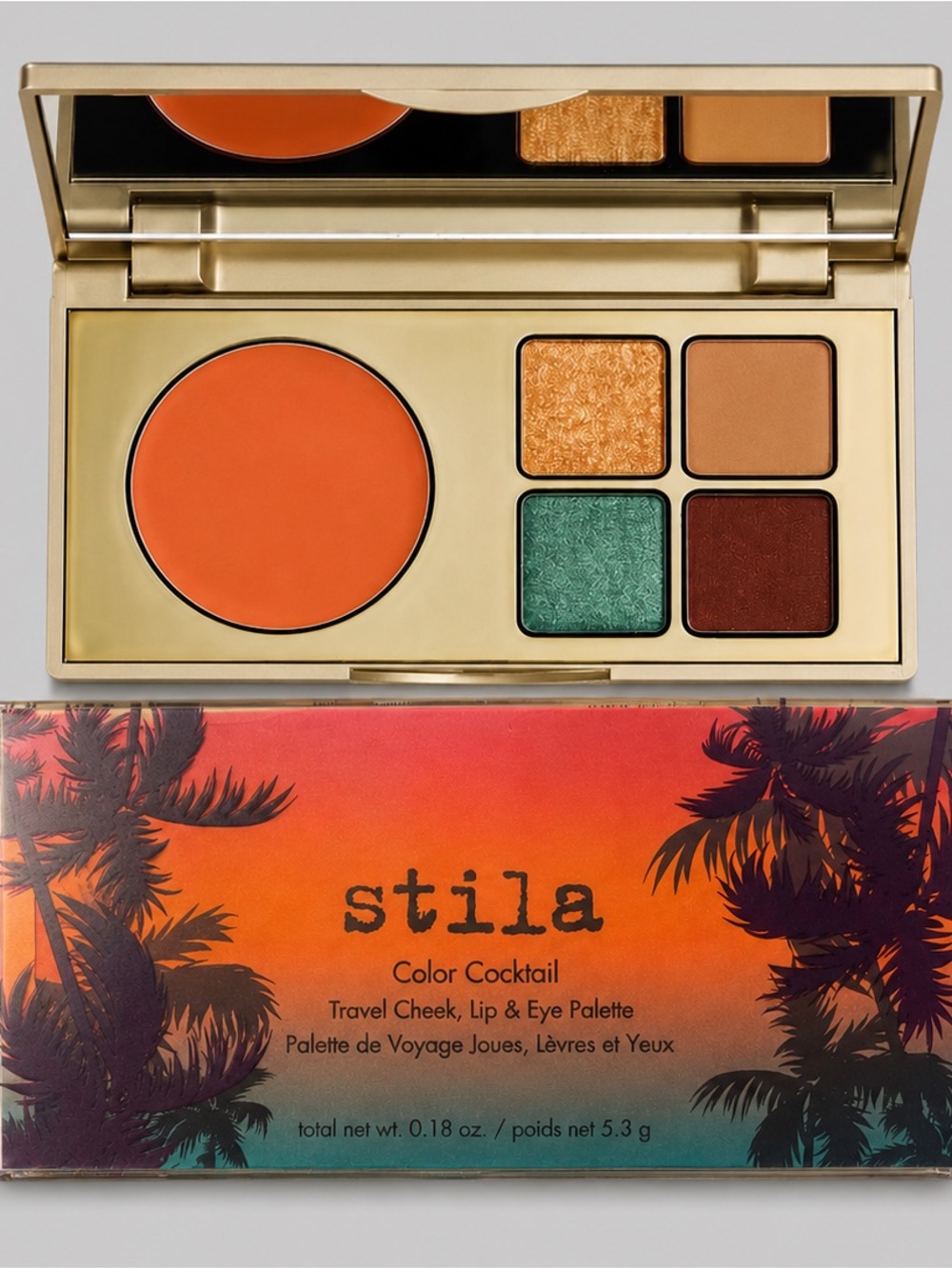 Stila Color Cocktail Palette — Orange, Gold, Teal, Tan, Burgundy